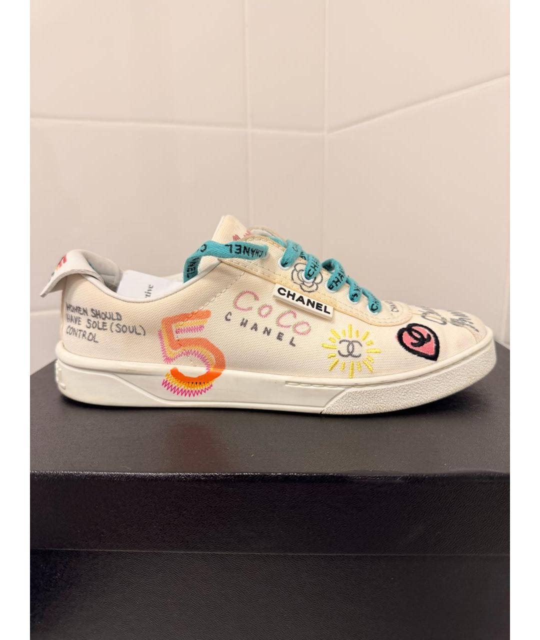 CHANEL Белые текстильные кеды, фото 8