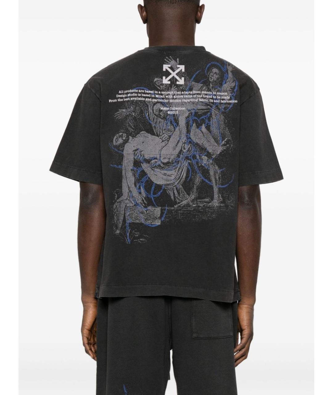 OFF-WHITE Черная хлопковая футболка, фото 2