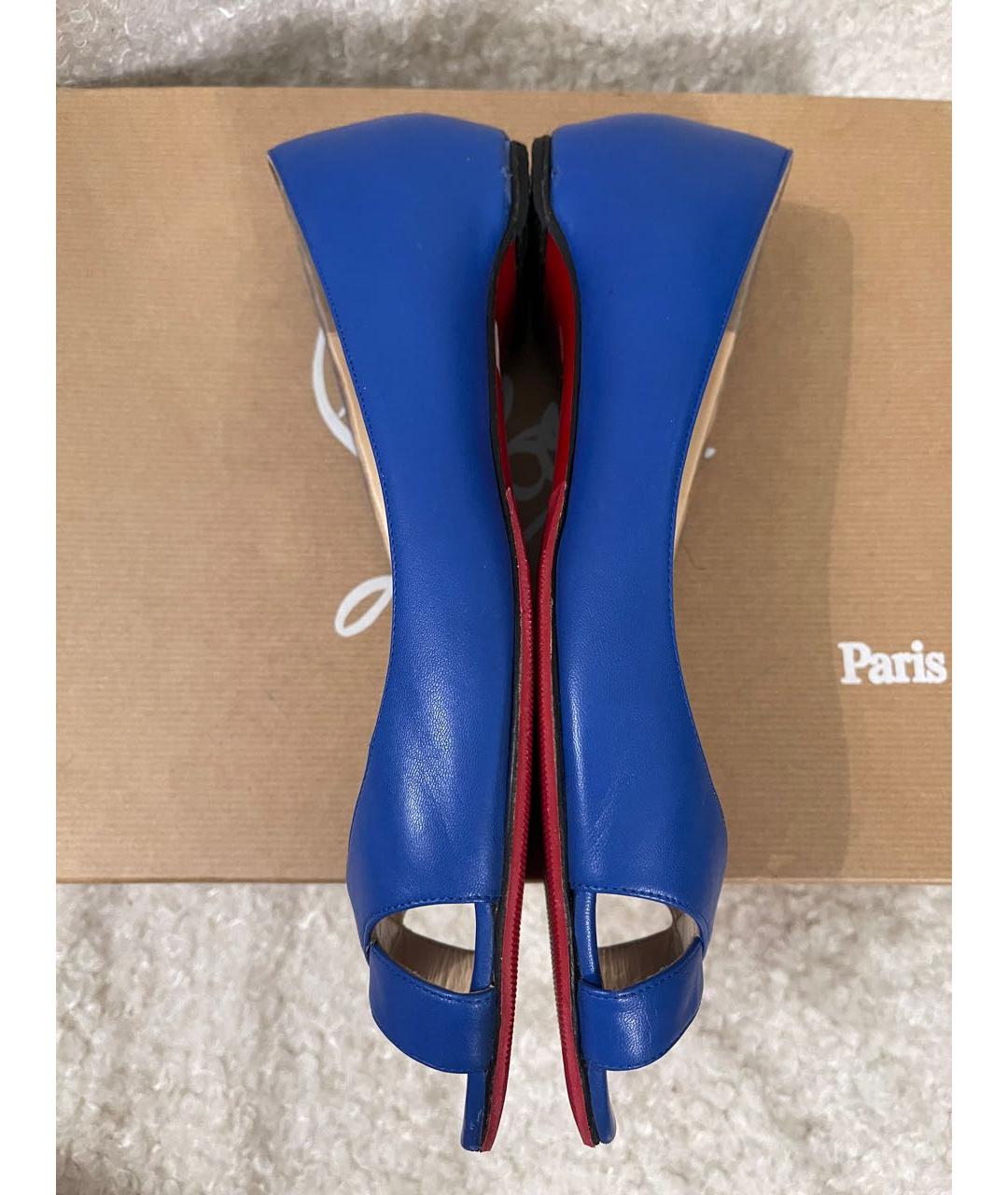 CHRISTIAN LOUBOUTIN Черные кожаные лодочки на низком каблуке, фото 6