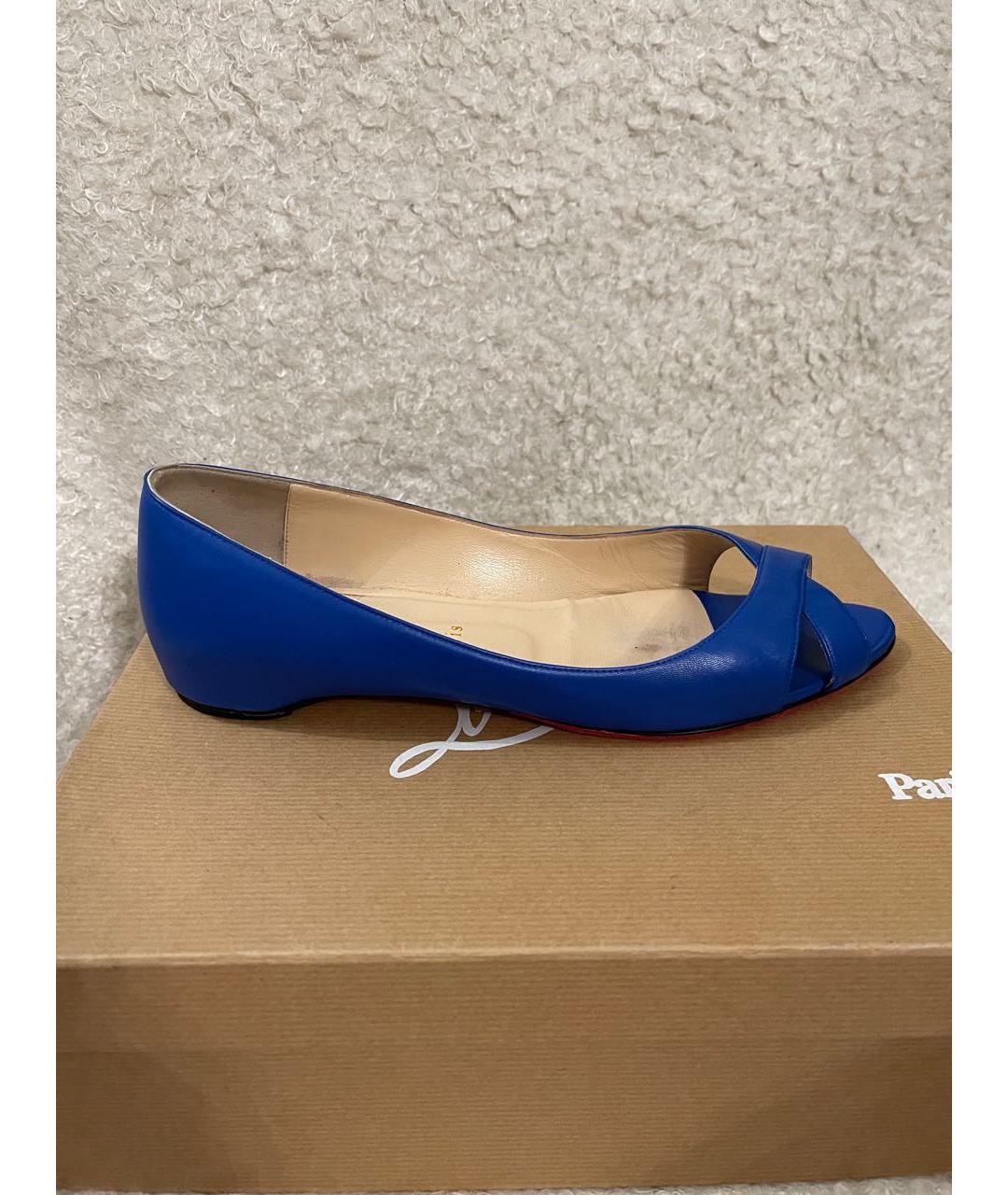 CHRISTIAN LOUBOUTIN Черные кожаные лодочки на низком каблуке, фото 9