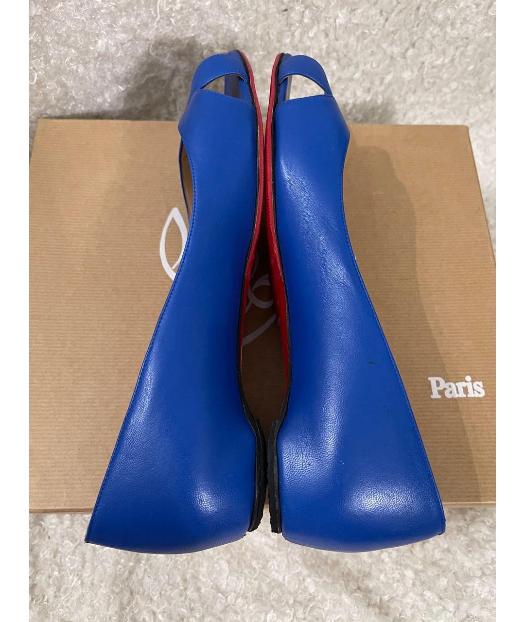 CHRISTIAN LOUBOUTIN Черные кожаные лодочки на низком каблуке, фото 7