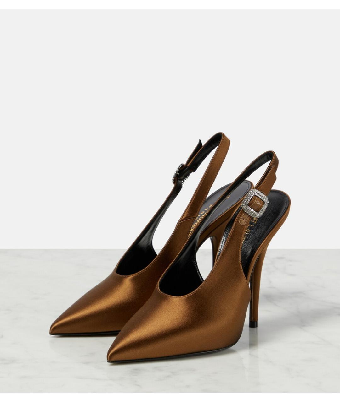 SAINT LAURENT Коричневые мюли, фото 3