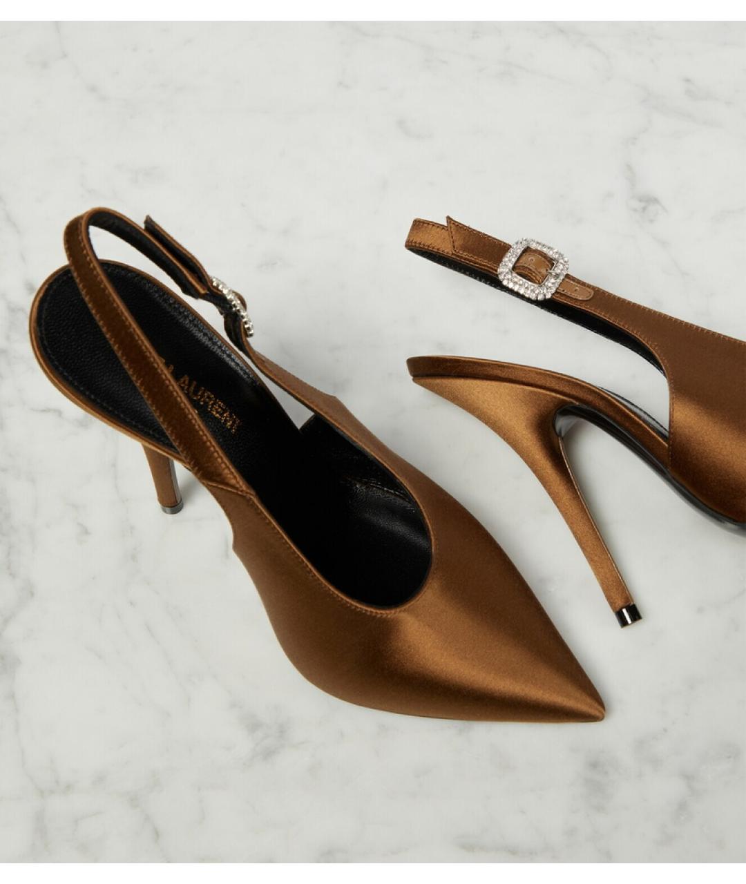 SAINT LAURENT Коричневые мюли, фото 5
