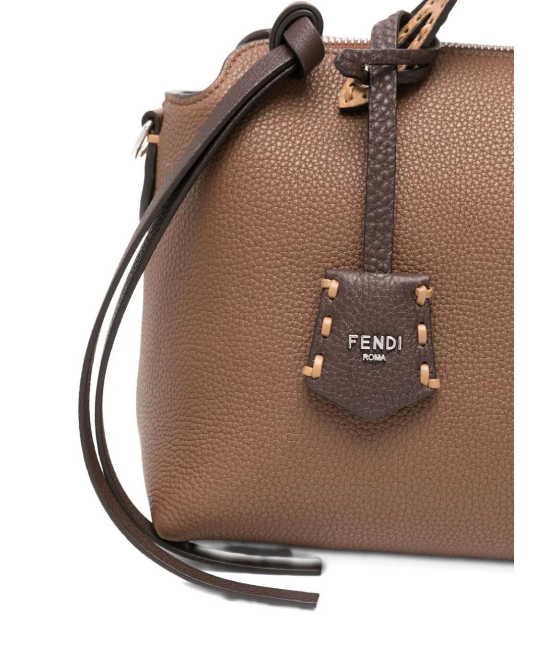FENDI Коричневая кожаная сумка тоут, фото 5