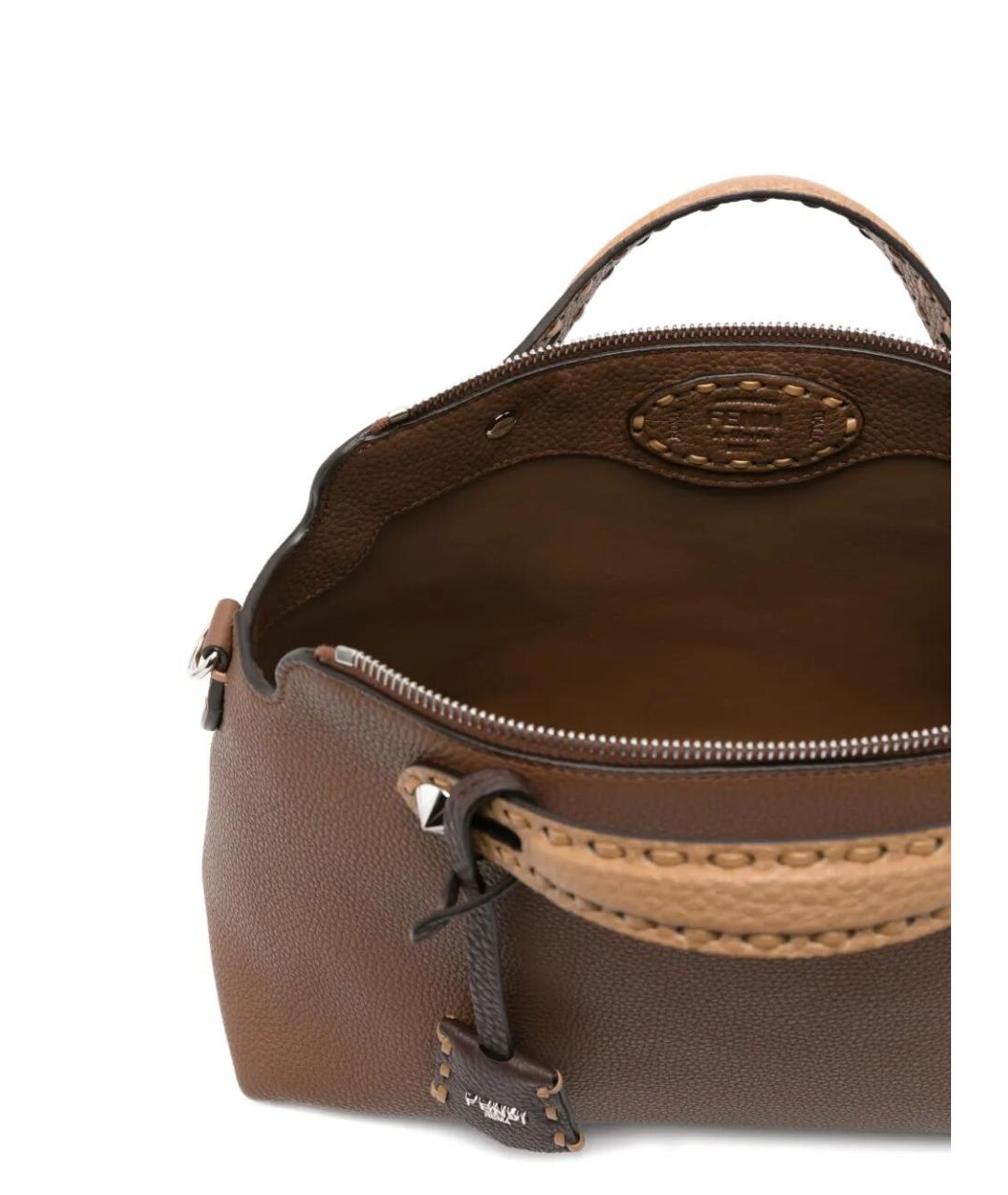 FENDI Коричневая кожаная сумка тоут, фото 4