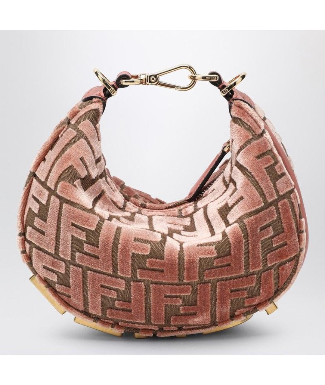 FENDI Розовая жаккардовая сумка через плечо, фото 3