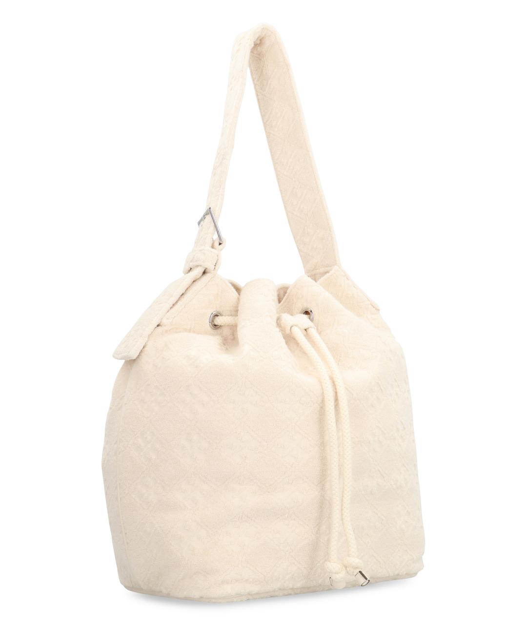 TORY BURCH Белая хлопковая сумка с короткими ручками, фото 3