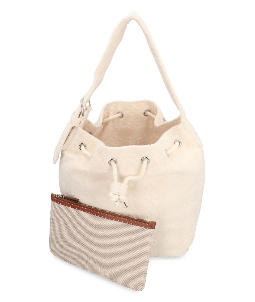 TORY BURCH Белая хлопковая сумка с короткими ручками, фото 5