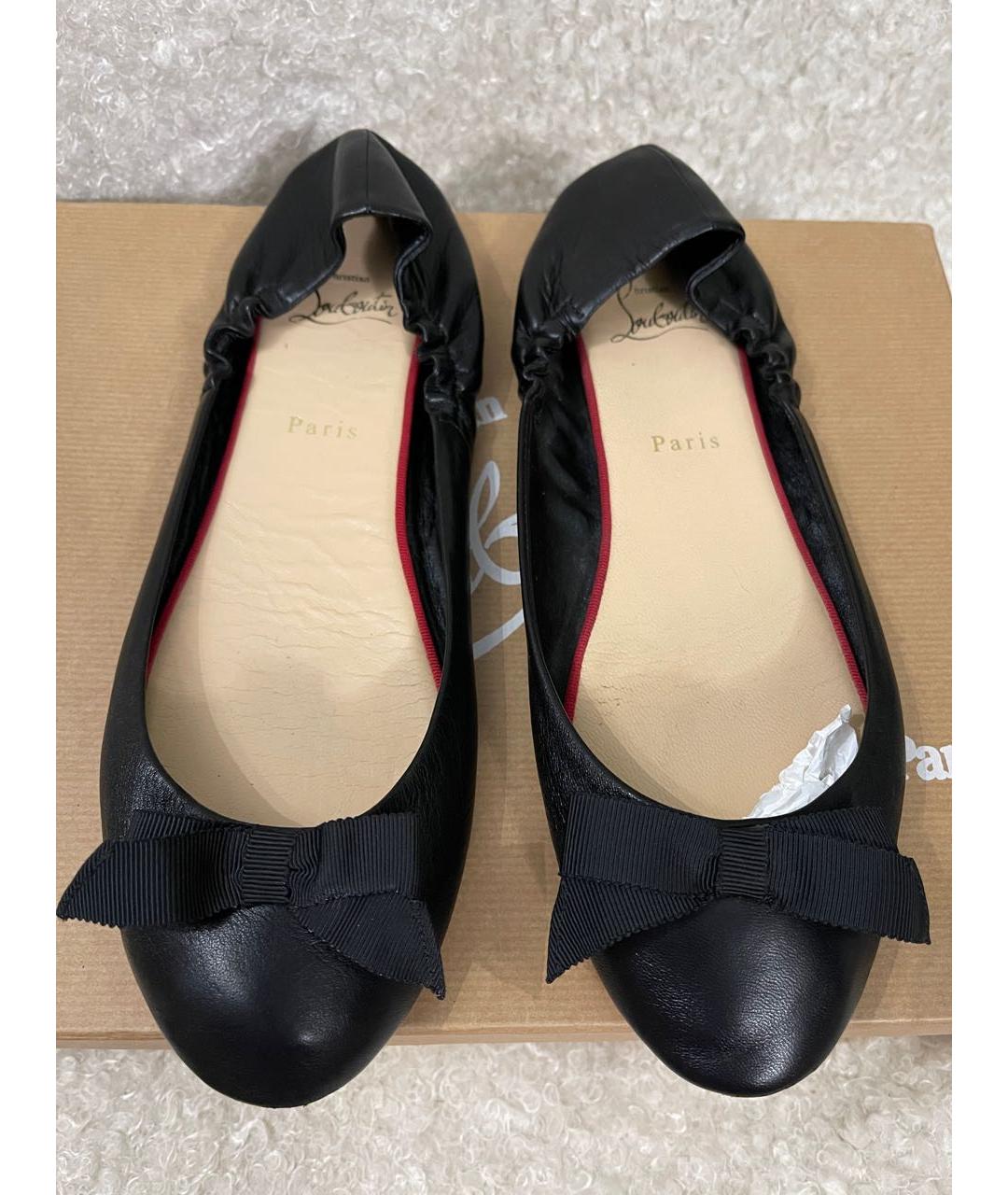 CHRISTIAN LOUBOUTIN Черные кожаные балетки, фото 3