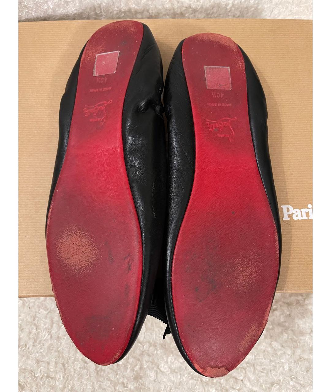 CHRISTIAN LOUBOUTIN Черные кожаные балетки, фото 6