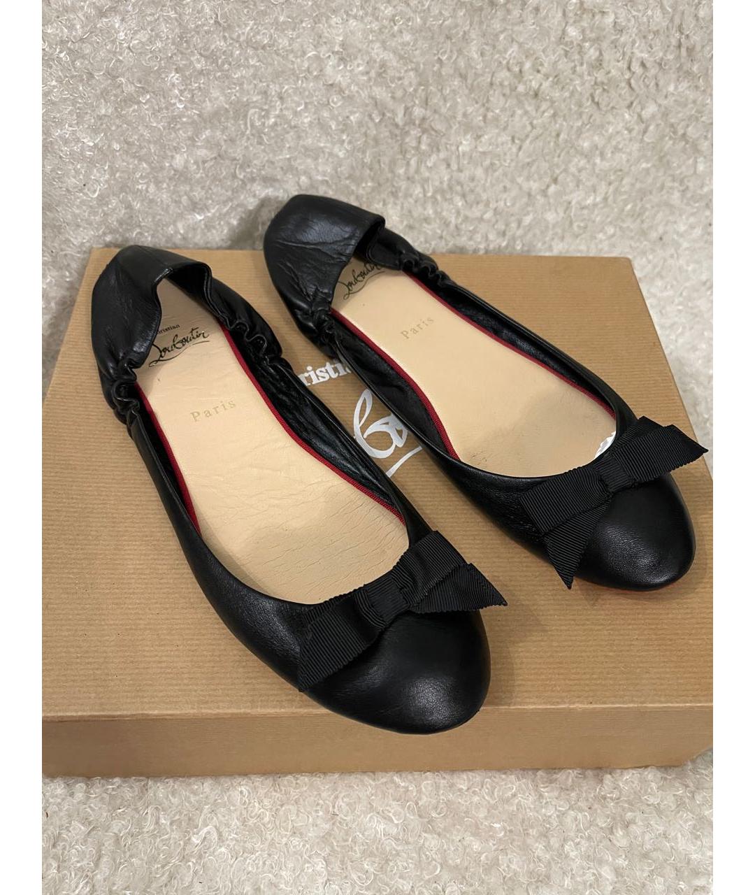 CHRISTIAN LOUBOUTIN Черные кожаные балетки, фото 2