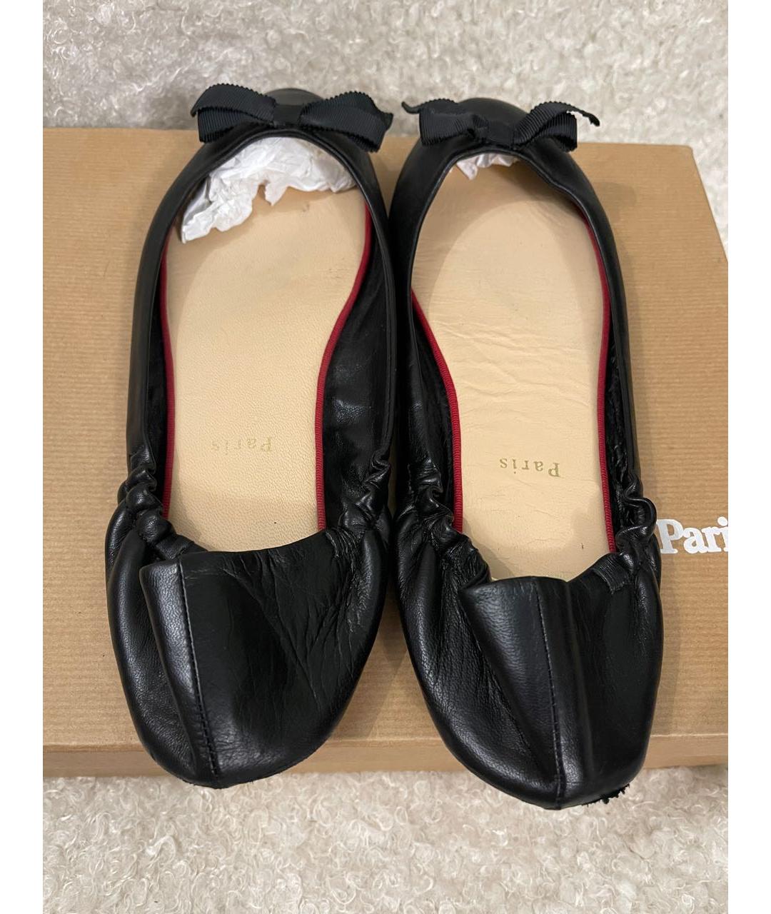 CHRISTIAN LOUBOUTIN Черные кожаные балетки, фото 4