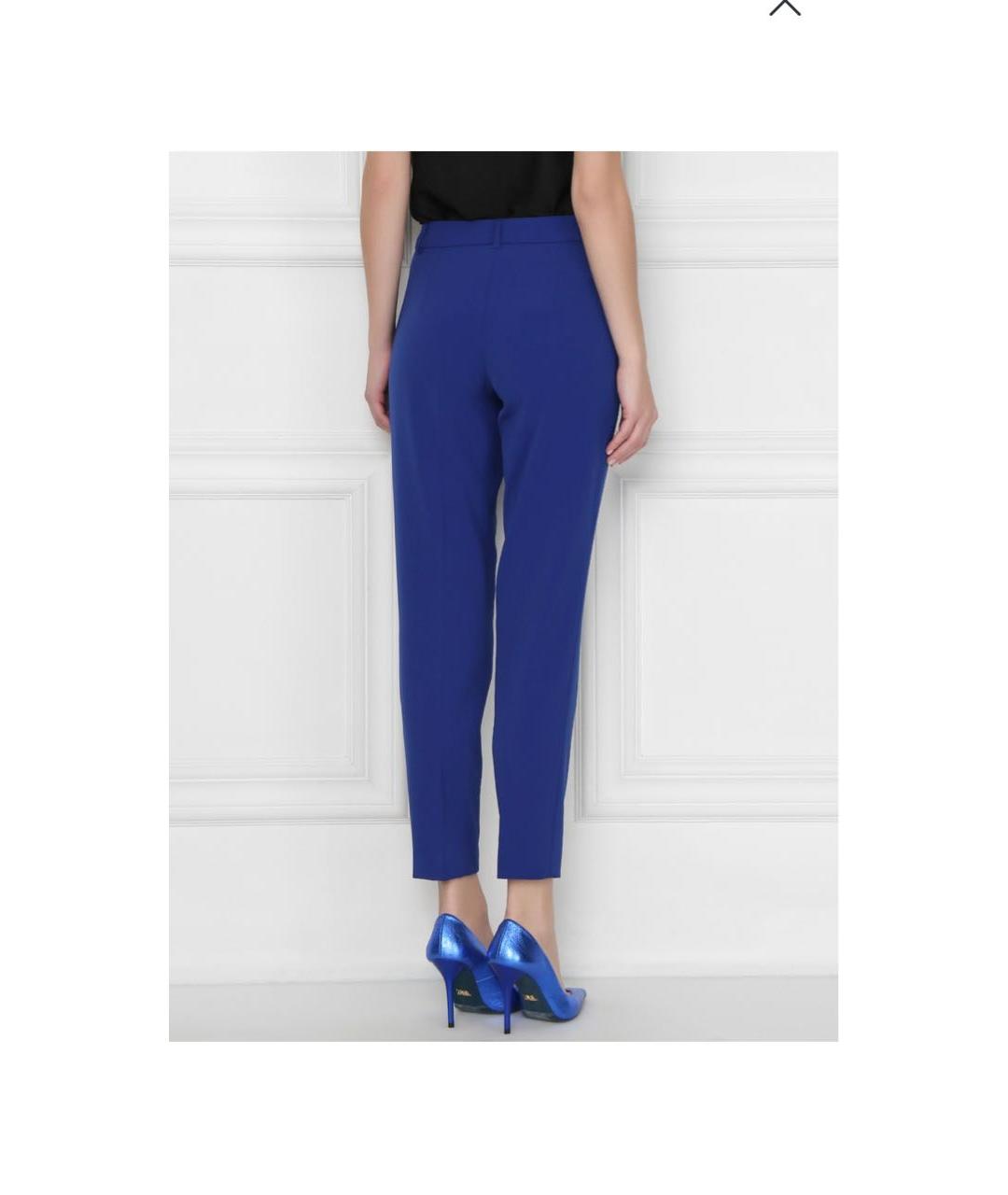 BOUTIQUE MOSCHINO Синие полиэстеровые прямые брюки, фото 8