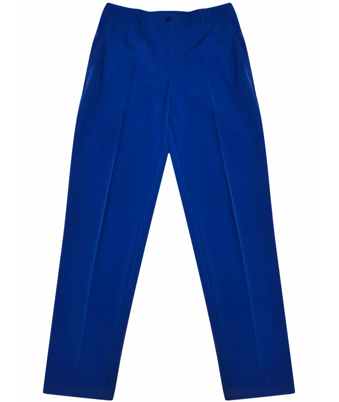 BOUTIQUE MOSCHINO Синие полиэстеровые прямые брюки, фото 1