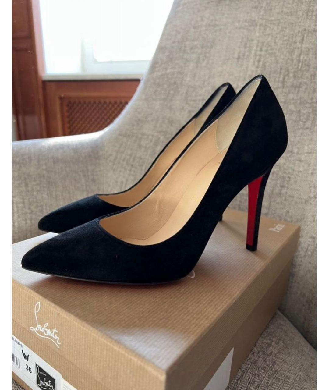 CHRISTIAN LOUBOUTIN Черные замшевые туфли, фото 7