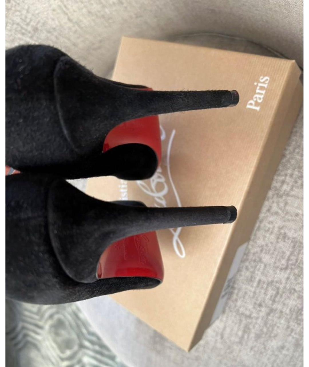 CHRISTIAN LOUBOUTIN Черные замшевые туфли, фото 3