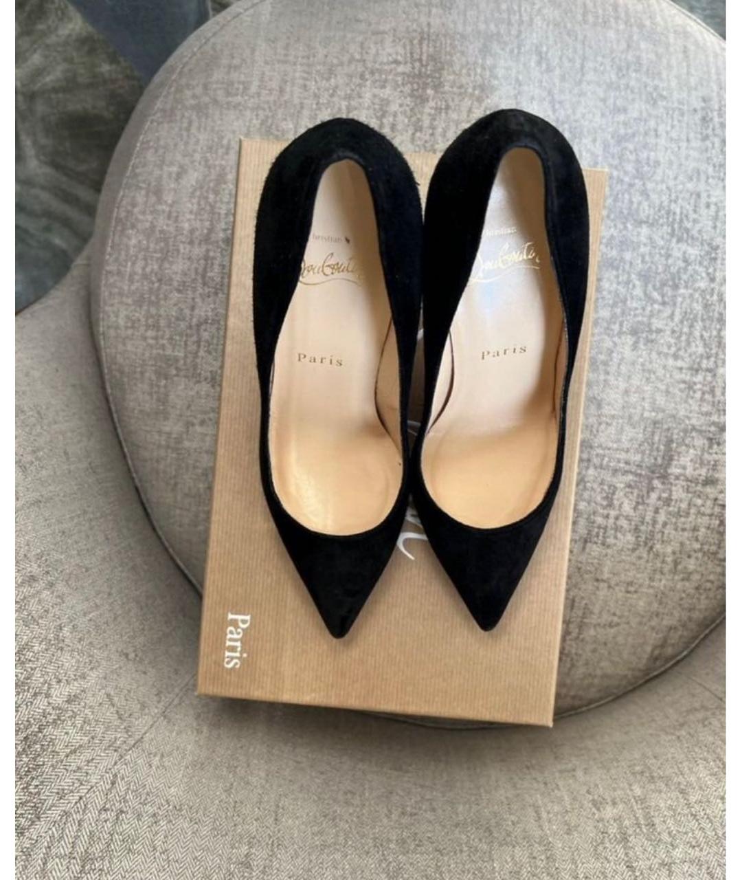 CHRISTIAN LOUBOUTIN Черные замшевые туфли, фото 6