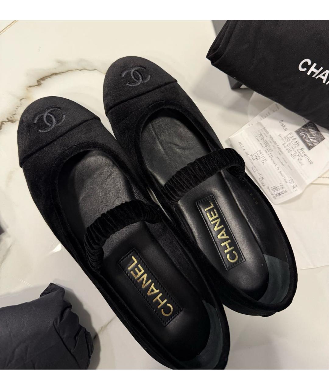 CHANEL Черные бархатные балетки, фото 4