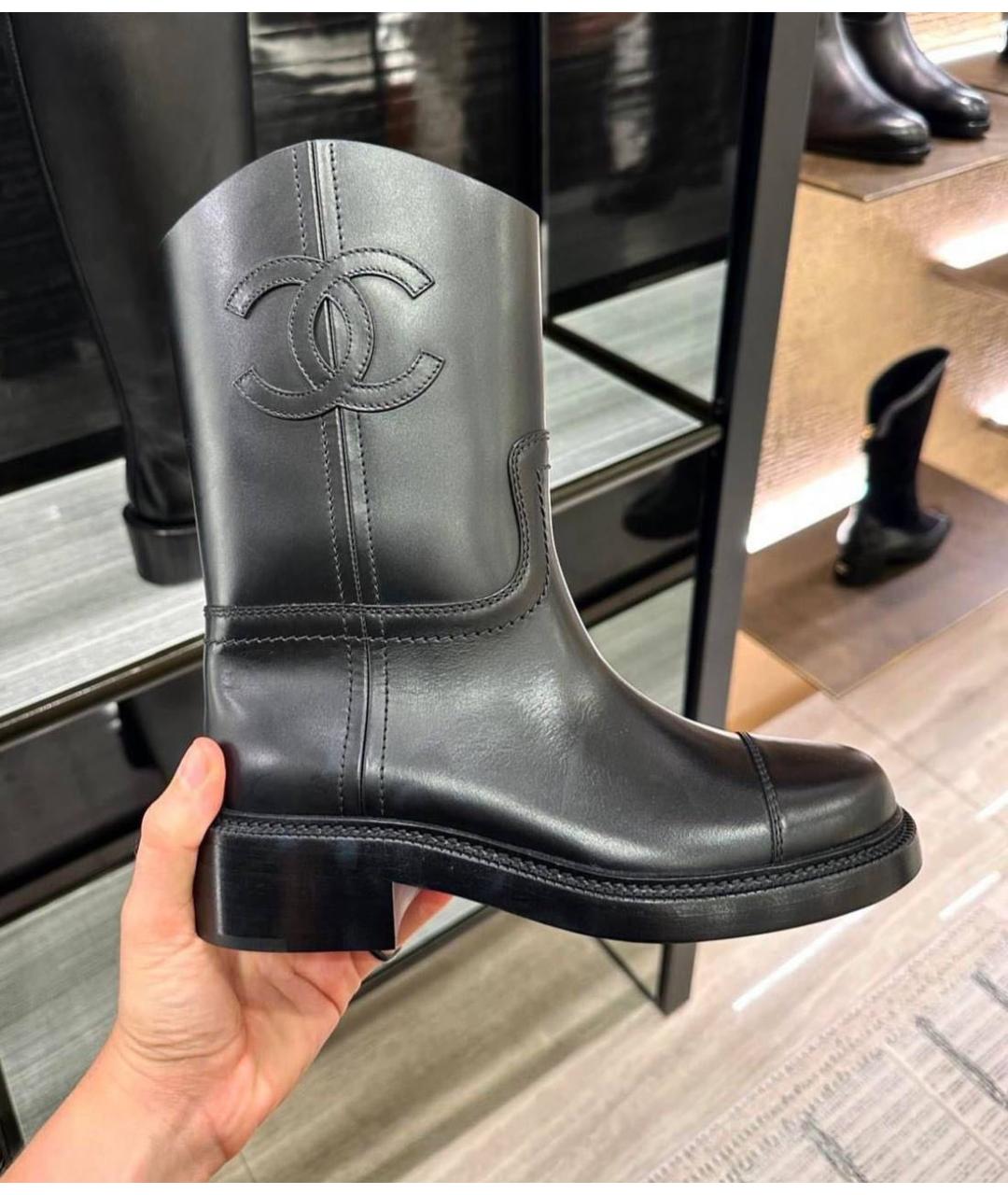 CHANEL Черные кожаные ботинки, фото 3