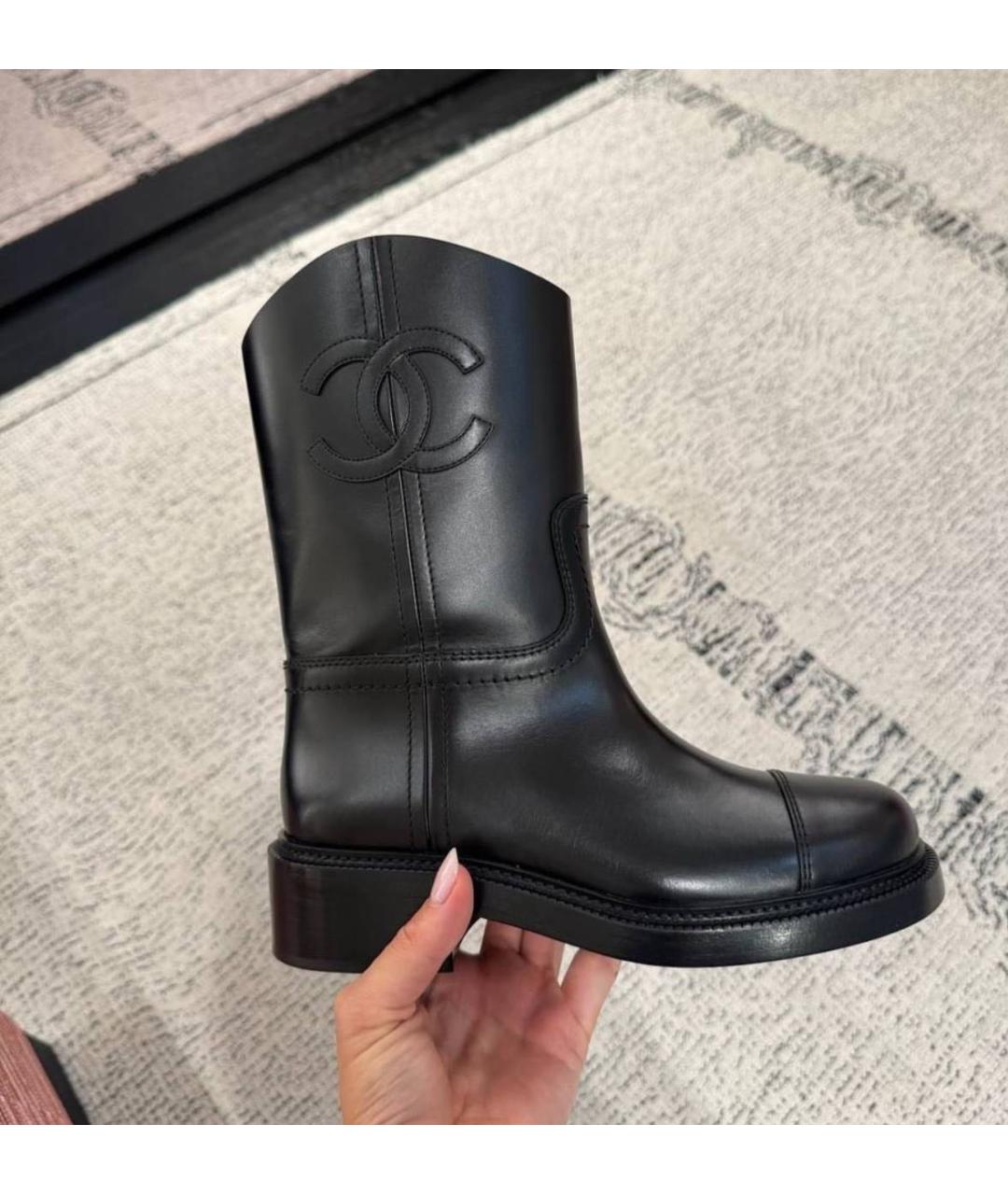 CHANEL Черные кожаные ботинки, фото 2