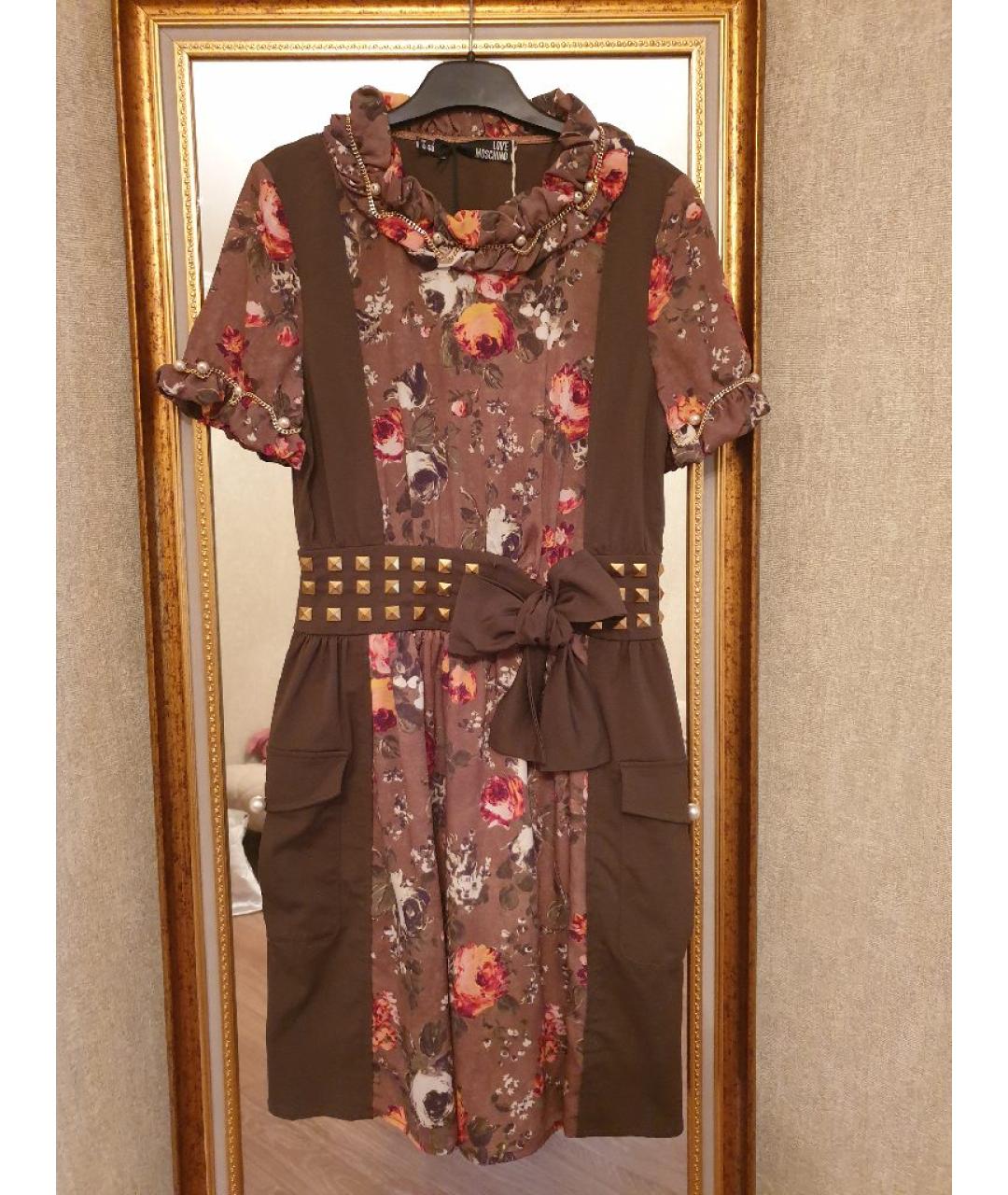 LOVE MOSCHINO Мульти вискозное повседневное платье, фото 5