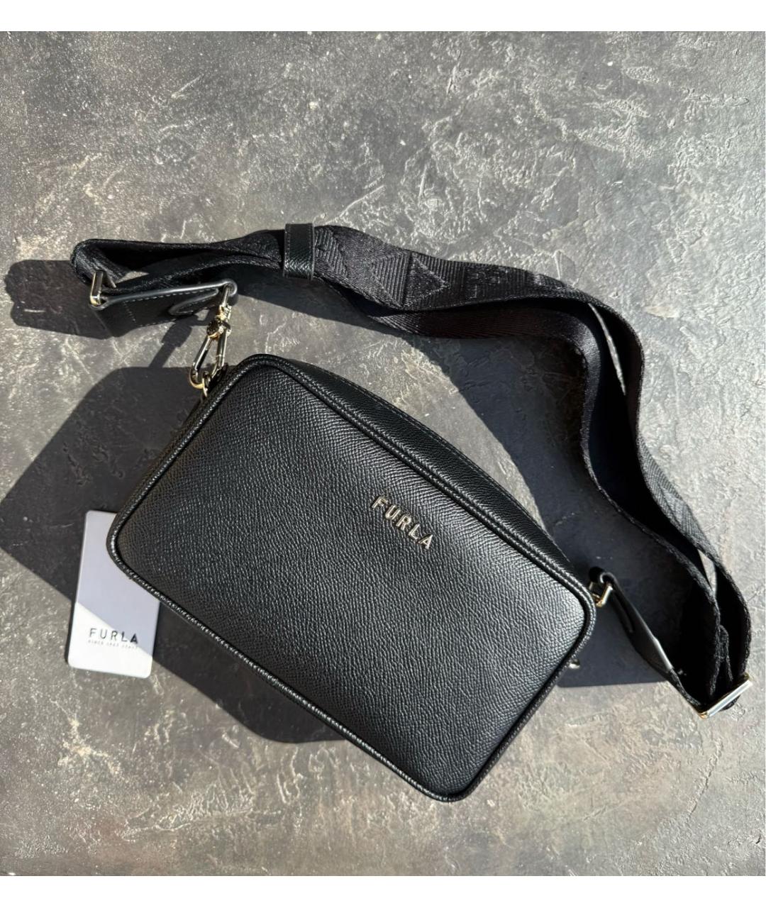 FURLA Черная кожаная сумка через плечо, фото 4