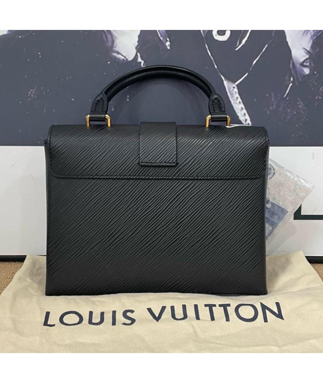 LOUIS VUITTON Черная кожаная сумка с короткими ручками, фото 2