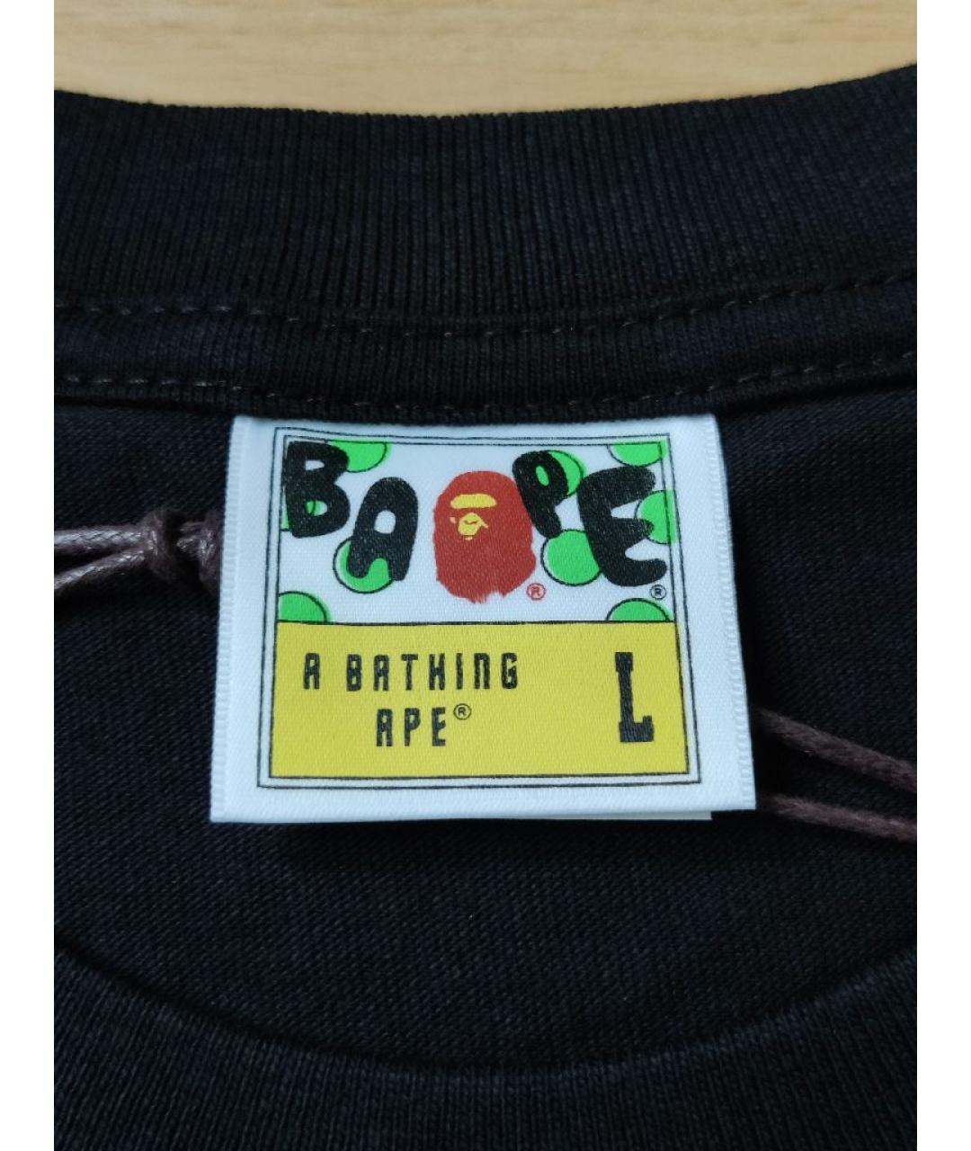 A BATHING APE Черная хлопковая футболка, фото 3