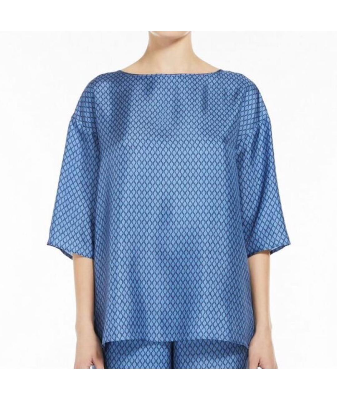 MAX MARA Голубой шелковый костюм с брюками, фото 8