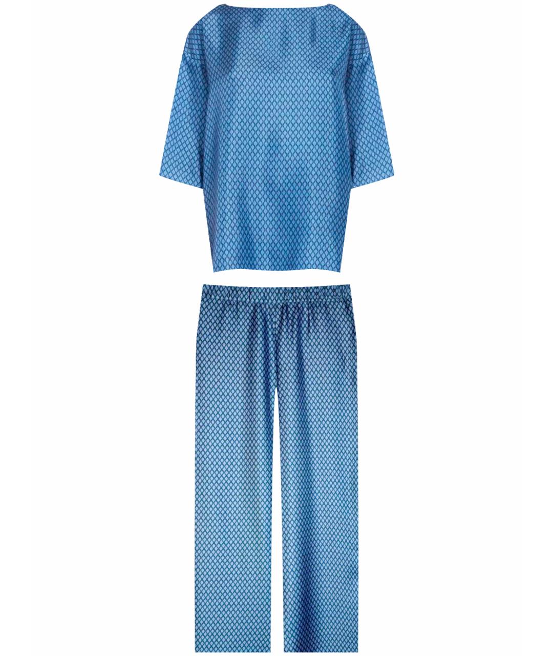 MAX MARA Голубой шелковый костюм с брюками, фото 1