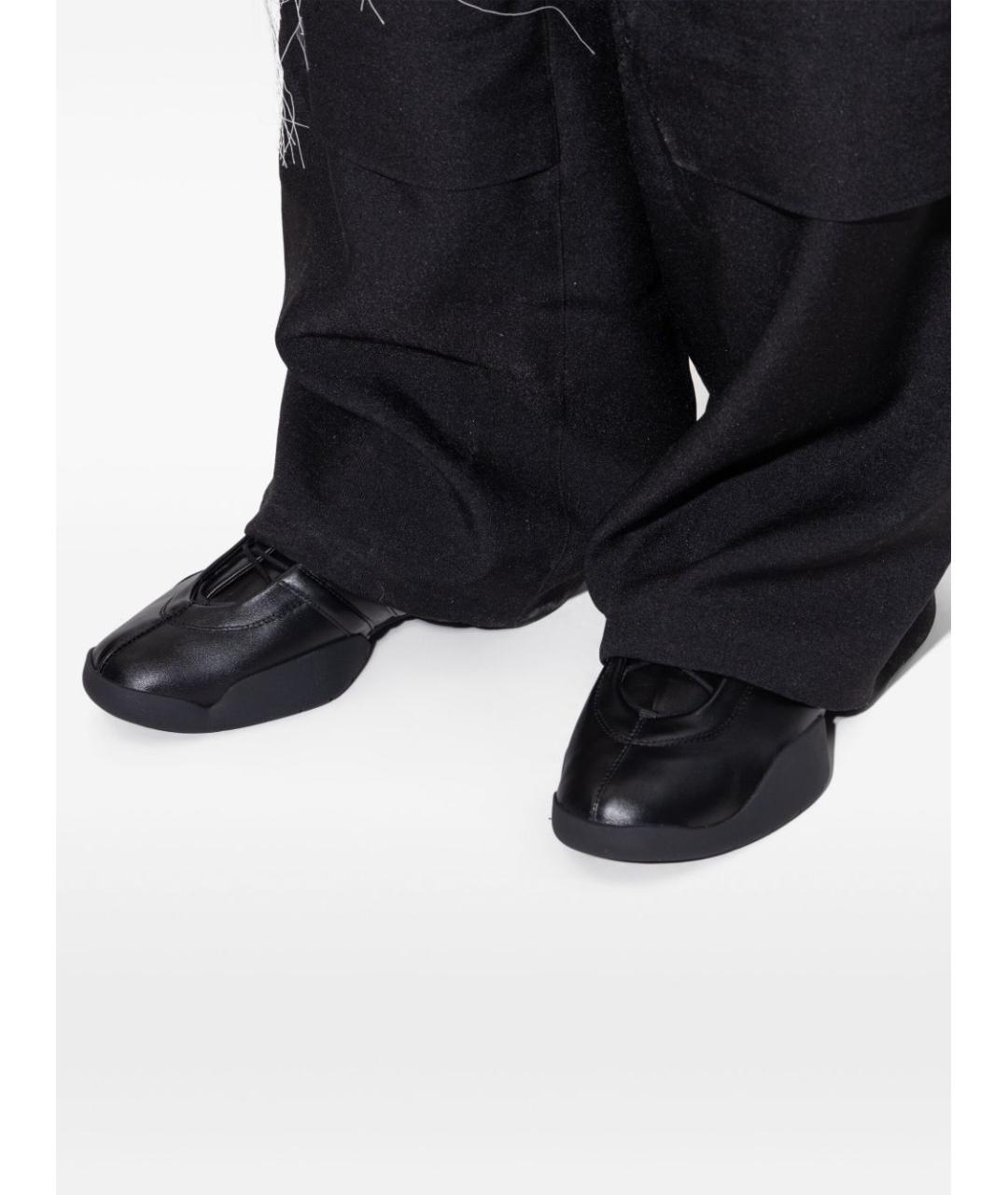 Y-3 Черные кожаные низкие кроссовки / кеды, фото 2