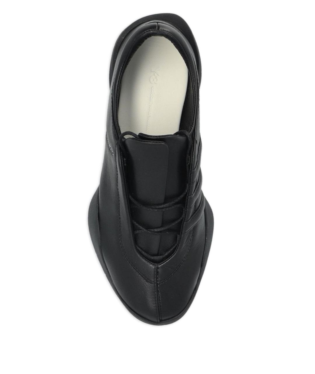 Y-3 Черные кожаные низкие кроссовки / кеды, фото 5