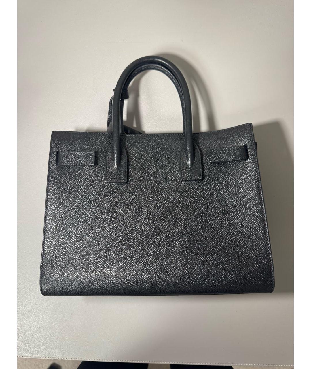 SAINT LAURENT Черная кожаная сумка с короткими ручками, фото 3