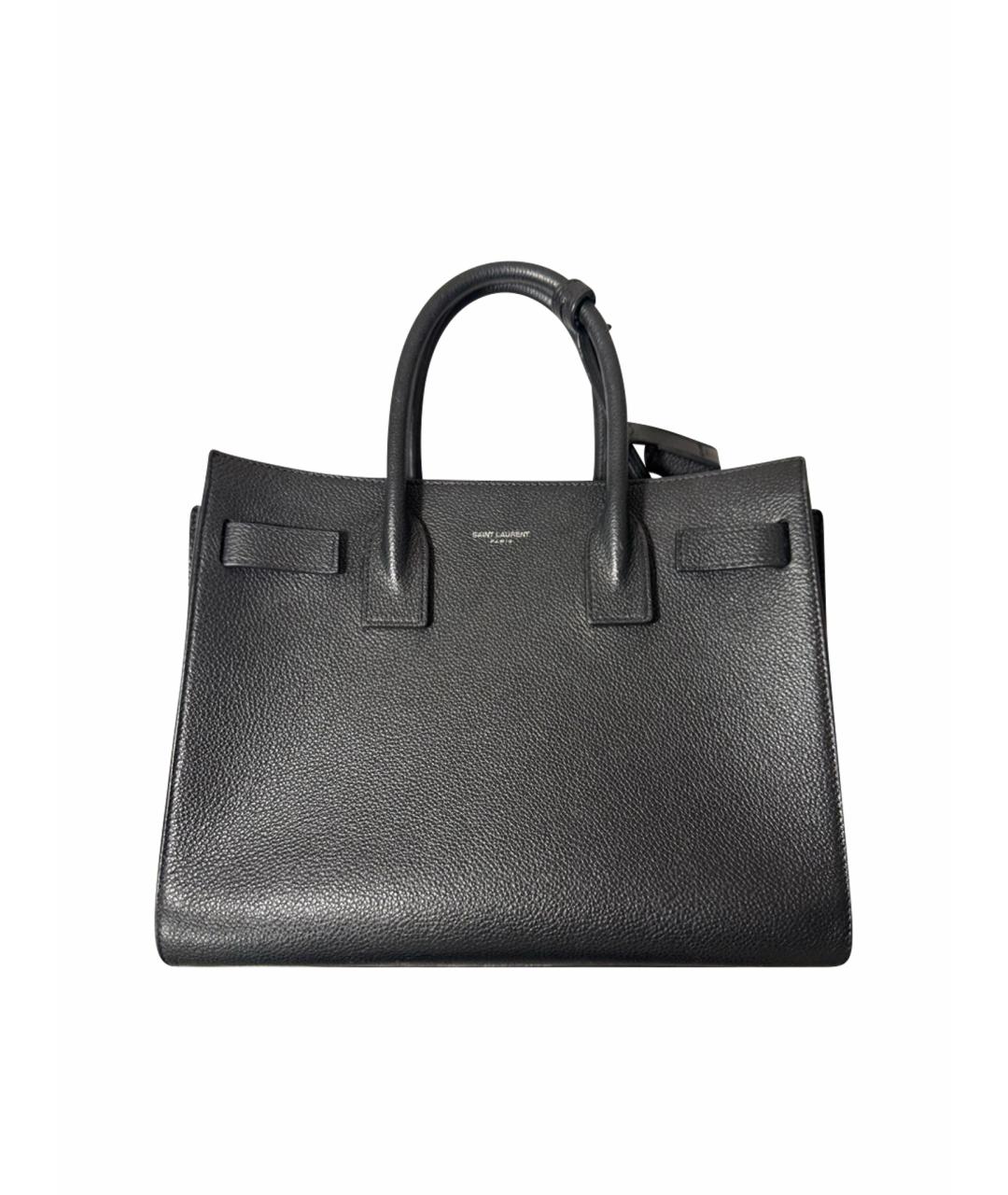 SAINT LAURENT Черная кожаная сумка с короткими ручками, фото 1