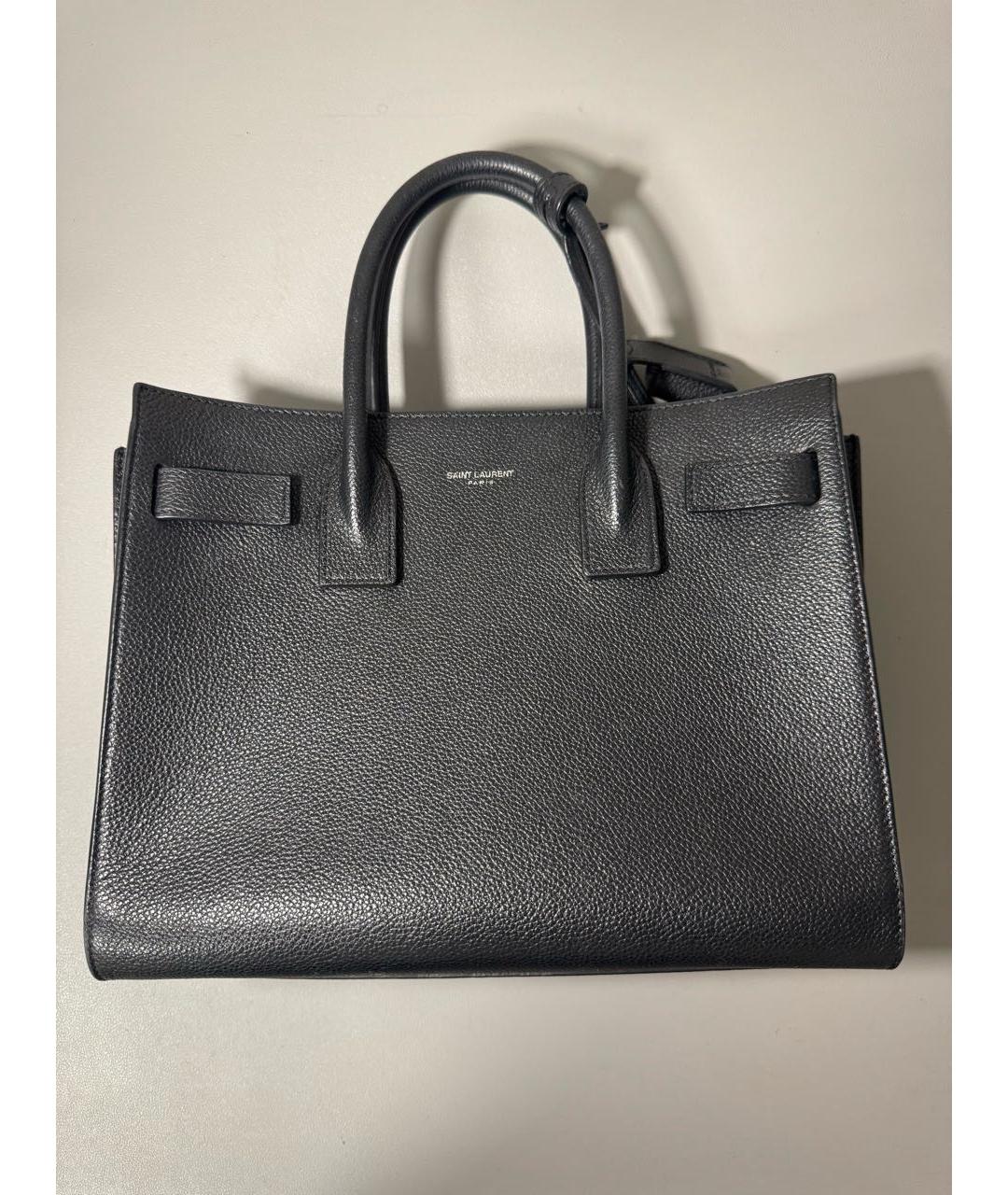 SAINT LAURENT Черная кожаная сумка с короткими ручками, фото 9