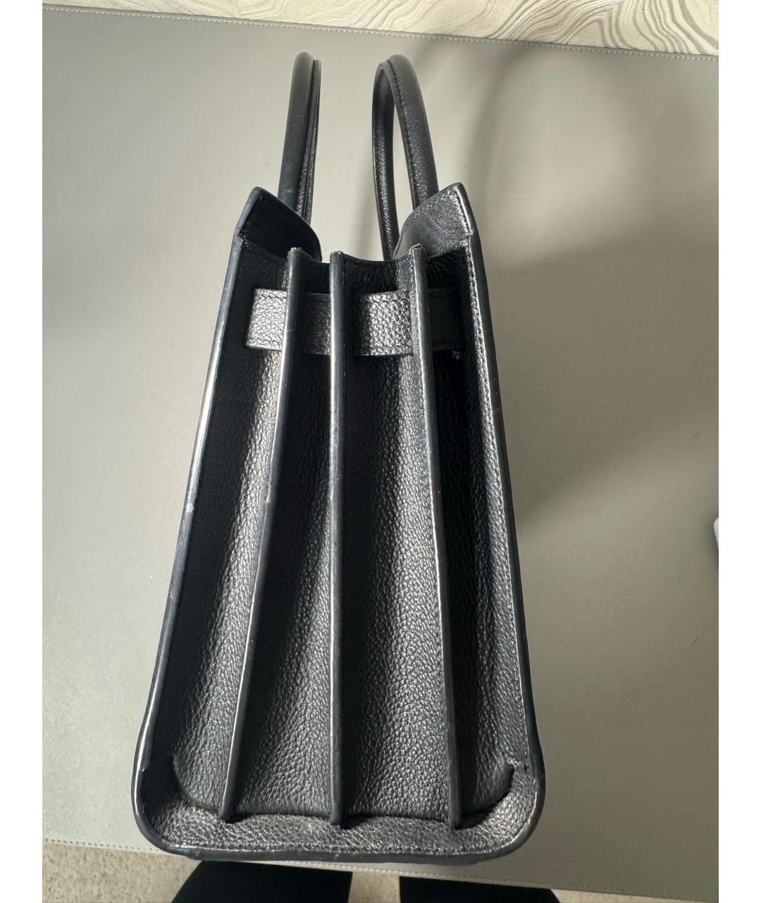 SAINT LAURENT Черная кожаная сумка с короткими ручками, фото 7
