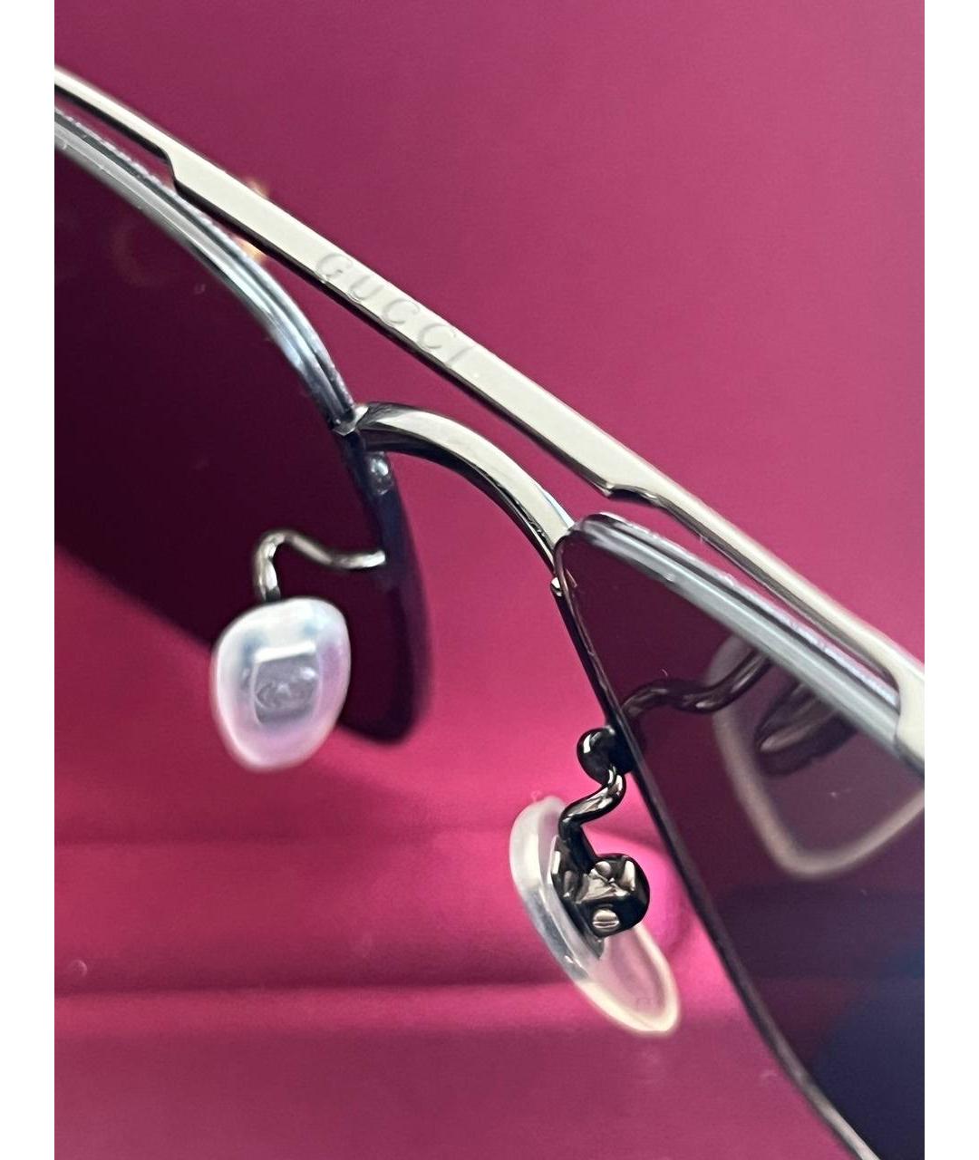 GUCCI Коричневые металлические солнцезащитные очки, фото 3