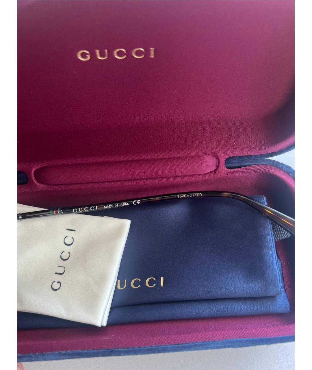GUCCI Коричневые металлические солнцезащитные очки, фото 6