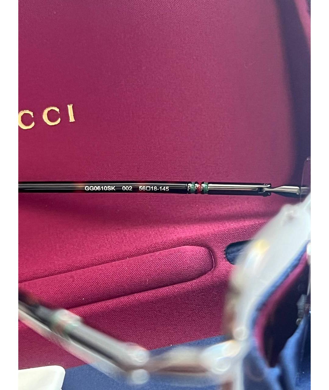 GUCCI Коричневые металлические солнцезащитные очки, фото 5