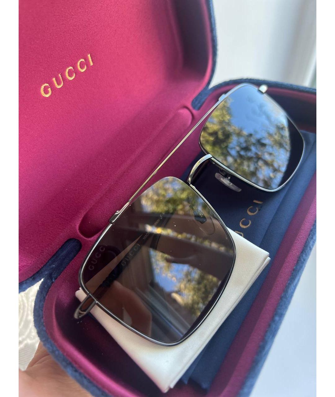 GUCCI Коричневые металлические солнцезащитные очки, фото 7