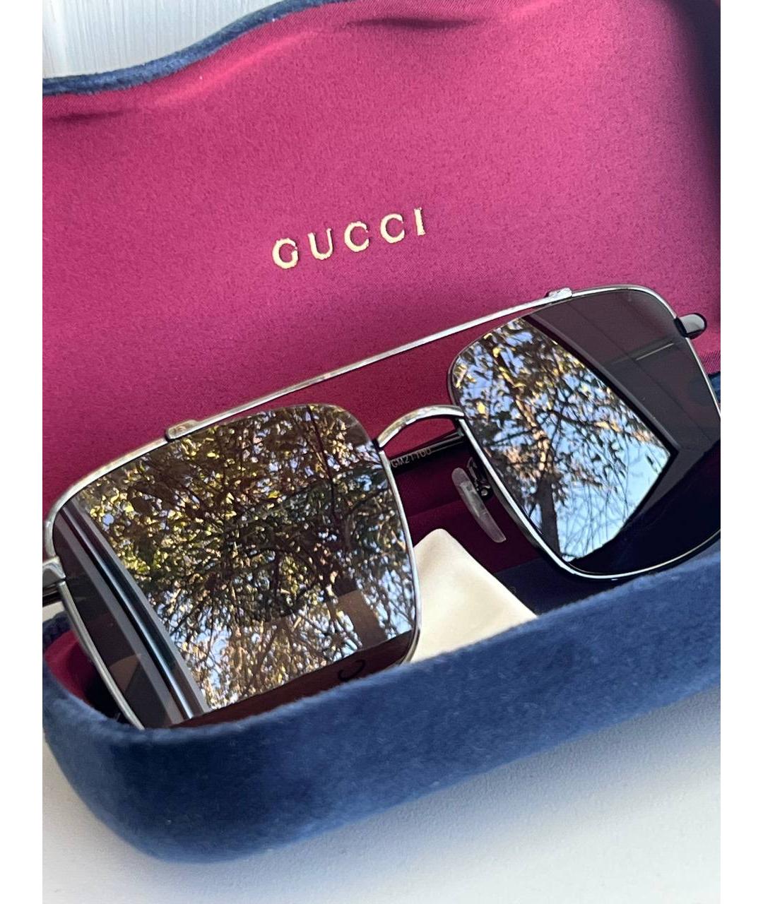 GUCCI Коричневые металлические солнцезащитные очки, фото 2
