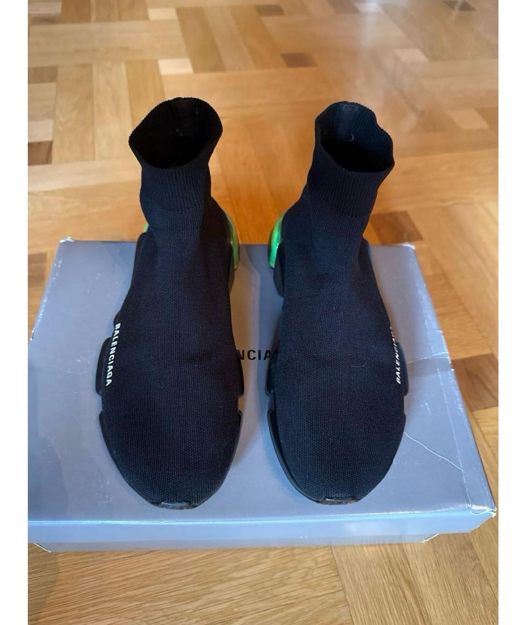 BALENCIAGA Черные текстильные высокие кроссовки / кеды, фото 2