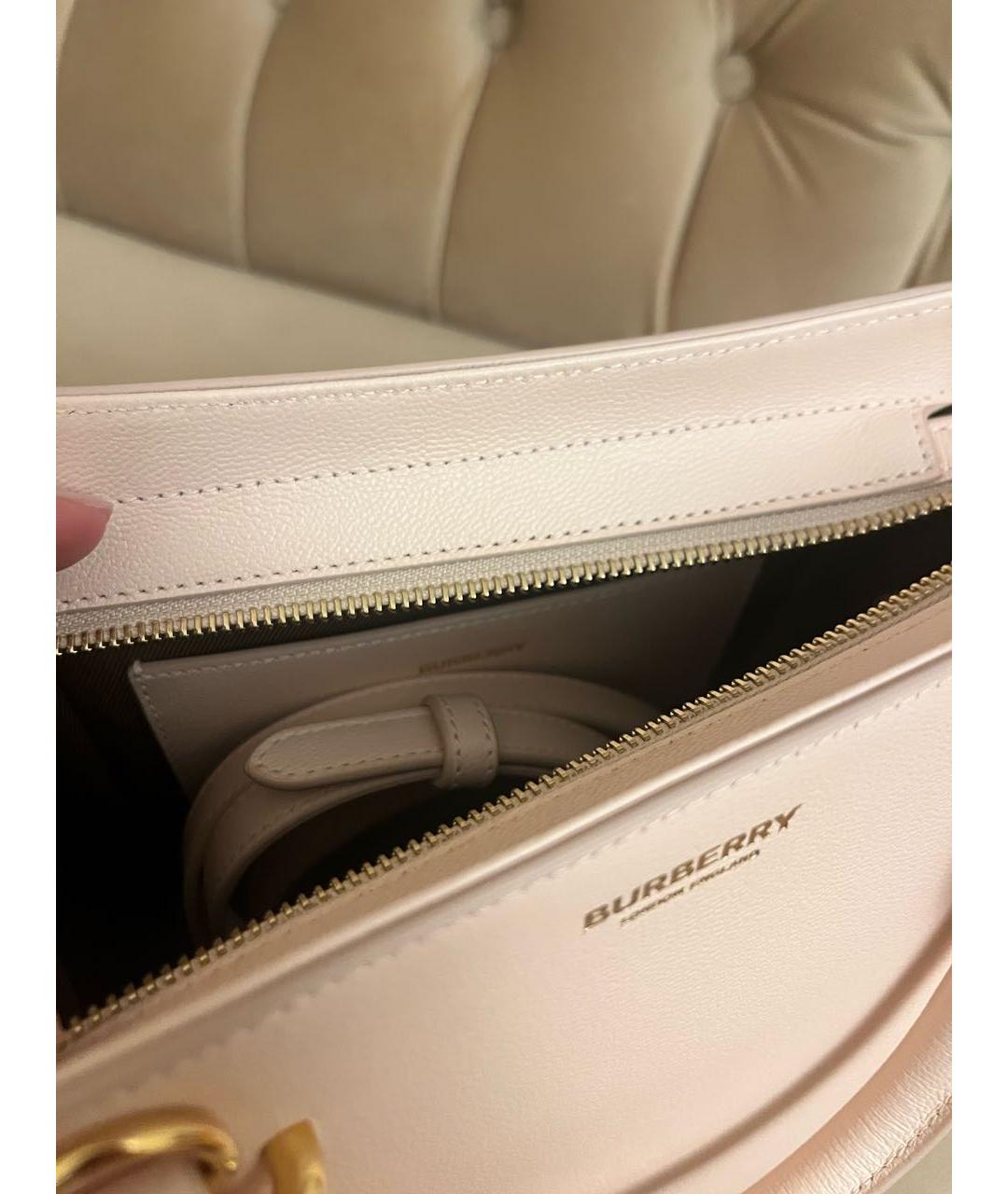 BURBERRY Бежевая кожаная сумка с короткими ручками, фото 4