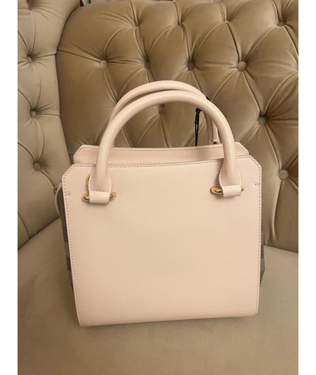 BURBERRY Бежевая кожаная сумка с короткими ручками, фото 3