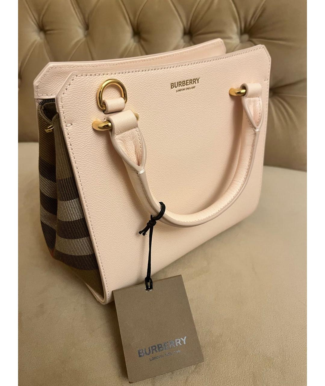 BURBERRY Бежевая кожаная сумка с короткими ручками, фото 2
