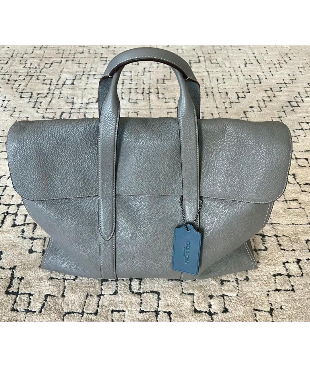 COACH Серый кожаный портфель, фото 7