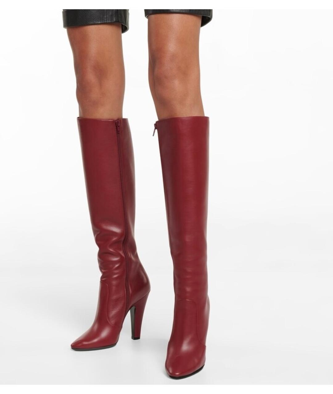 SAINT LAURENT Красные кожаные сапоги, фото 5