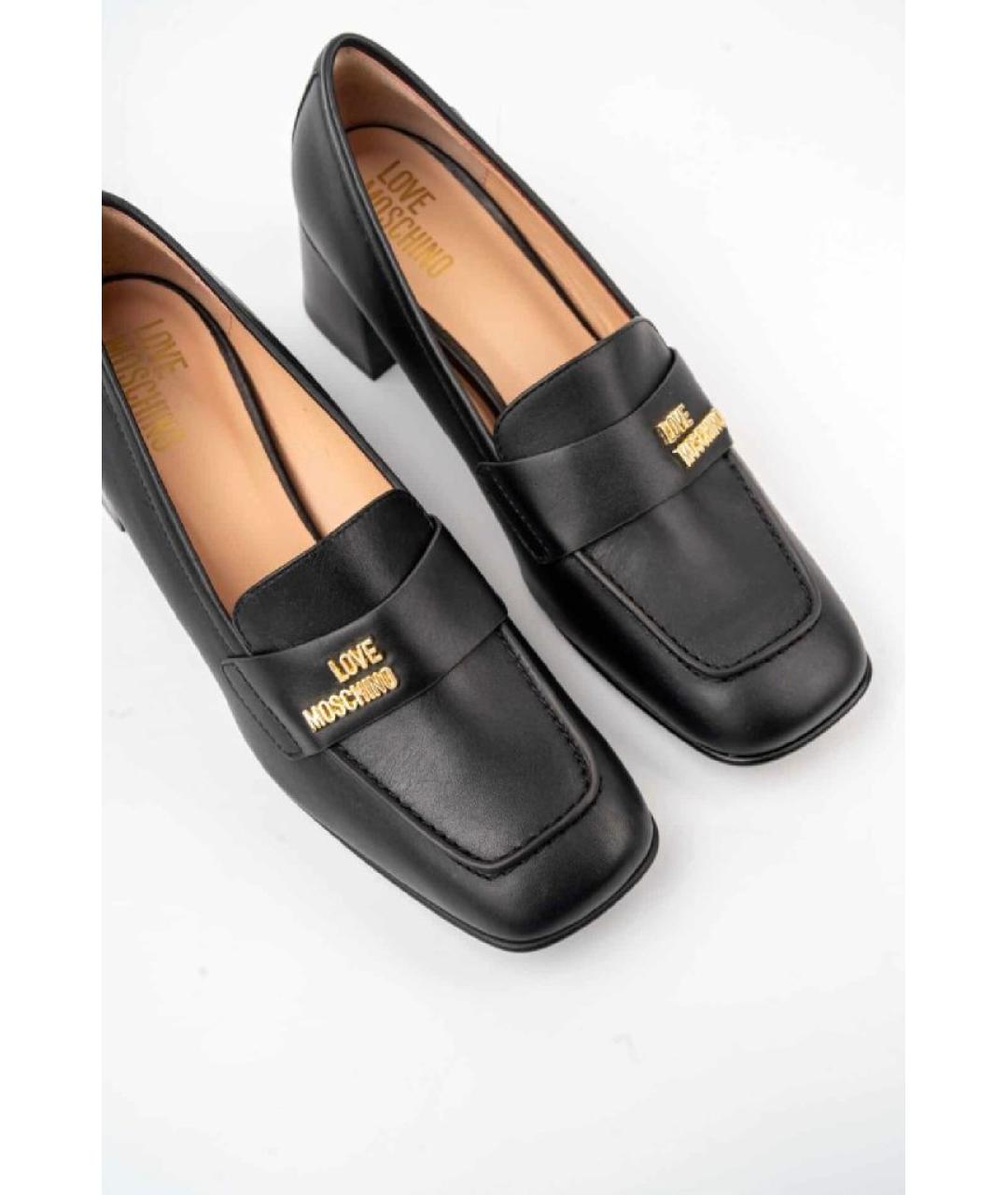 LOVE MOSCHINO Черные кожаные туфли, фото 2