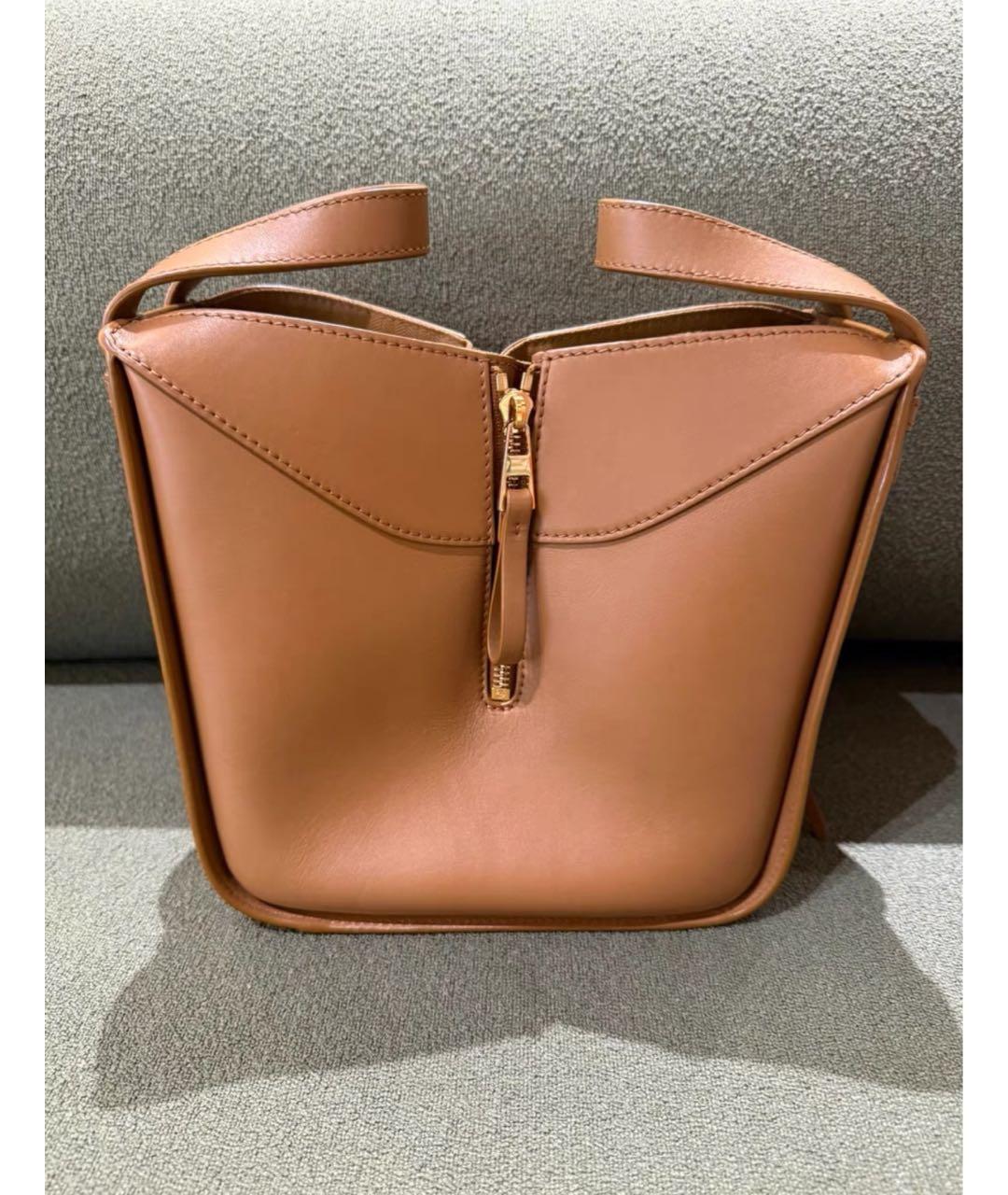 LOEWE Коричневая кожаная сумка с короткими ручками, фото 5