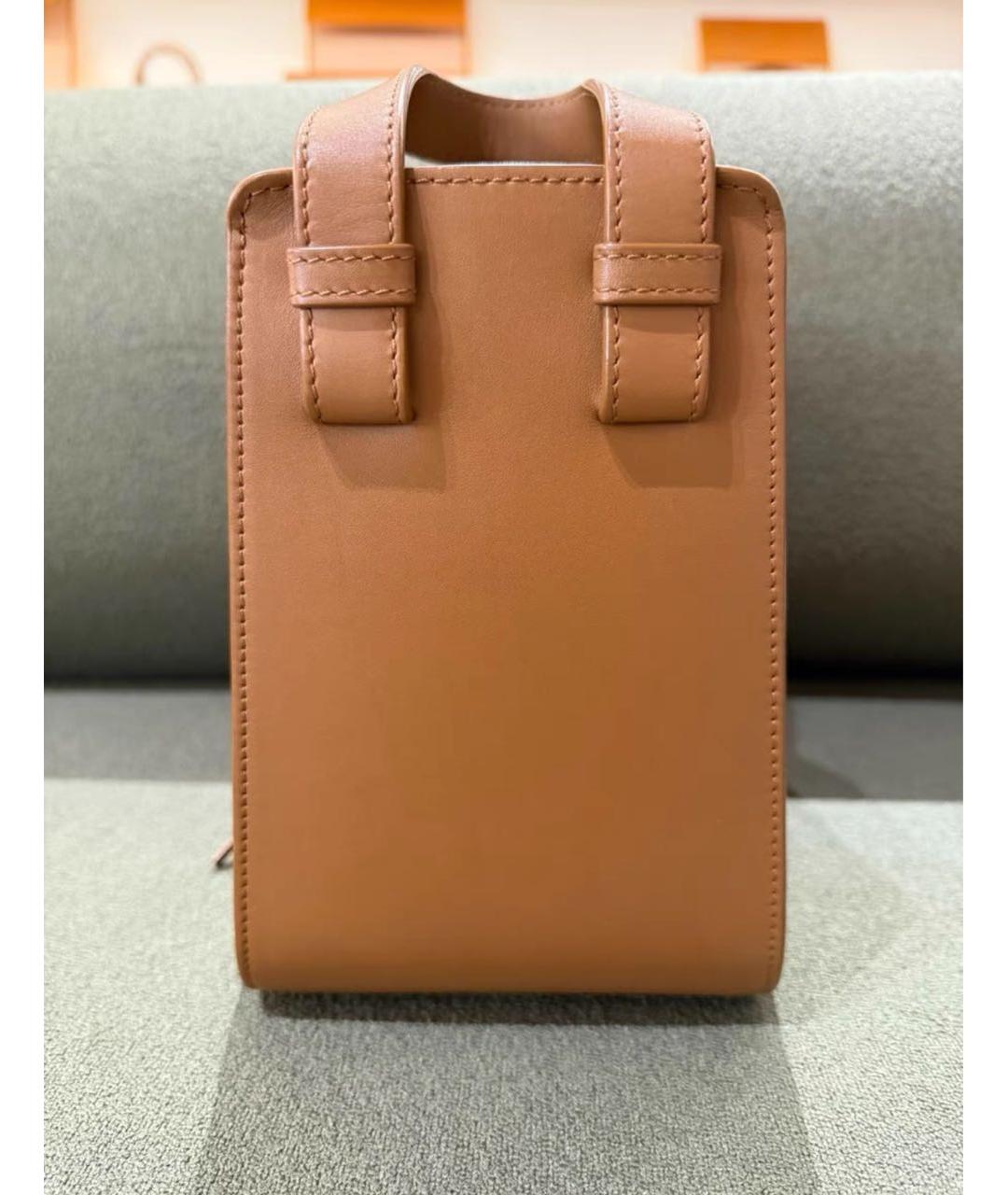 LOEWE Коричневая кожаная сумка с короткими ручками, фото 3